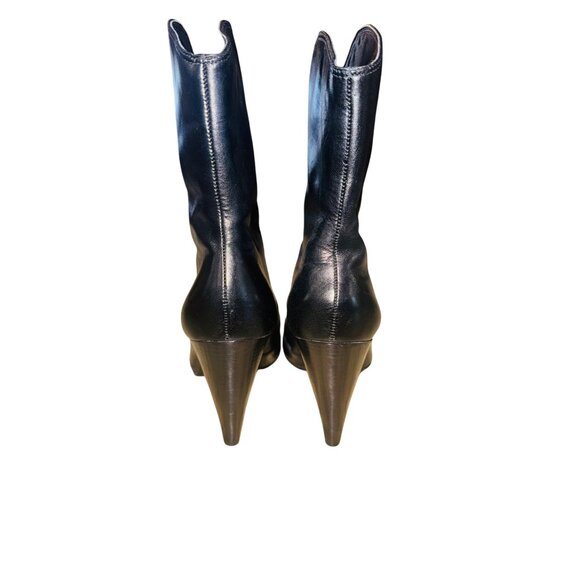 Gianni Bini Black Leather High Heel Ankle Western Cowgirl Glam Boots 8.5M Boho - Picture 8 of 10